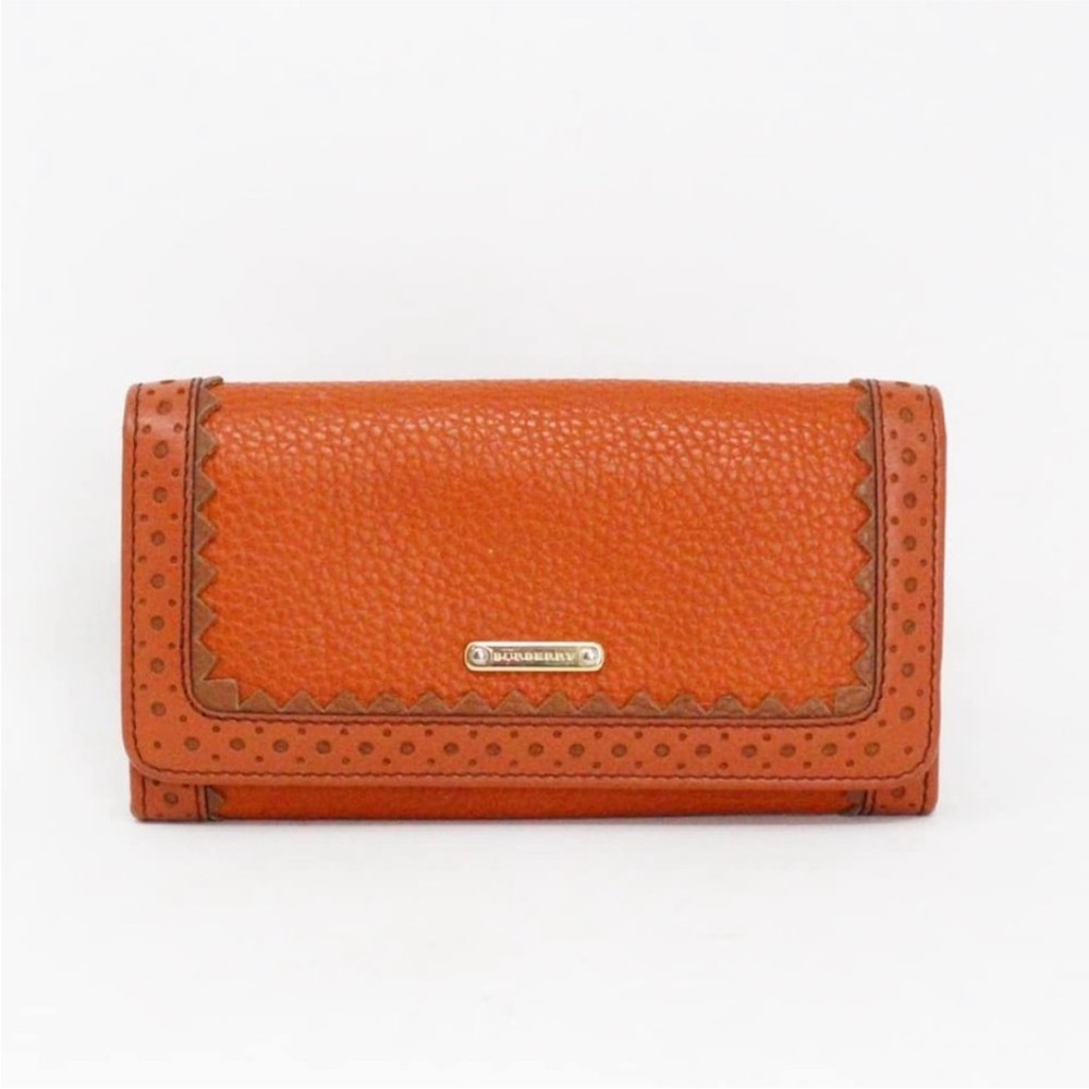 BURBERRY #MCA056 Orange Leather Wallet